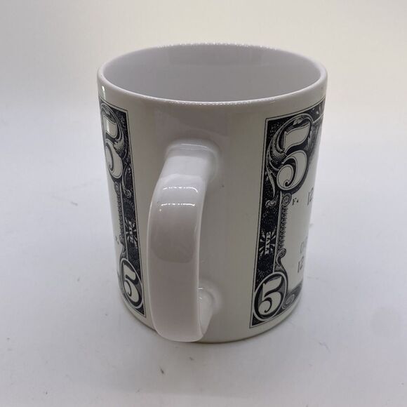 Vintage Five Dollar Bill Mug Ceramic Currency Coffee Cup Collectible Novelty - Picture 4 of 9